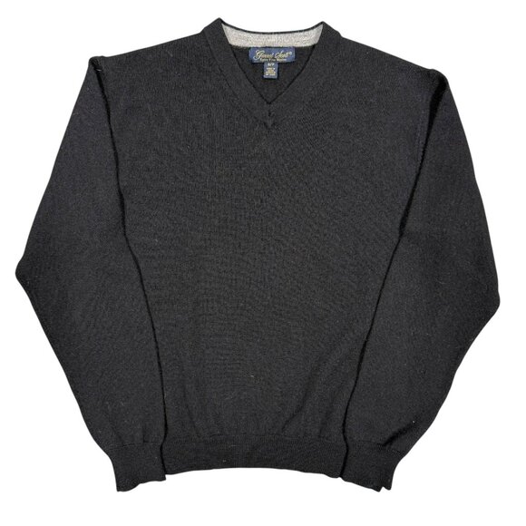 Garret Scott Extra Fine Merino Wool Sweater V-Neck Lightweight Black Small - Picture 1 of 4